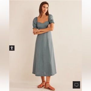 Boden Sweetheart Linen Midi Dress NWT